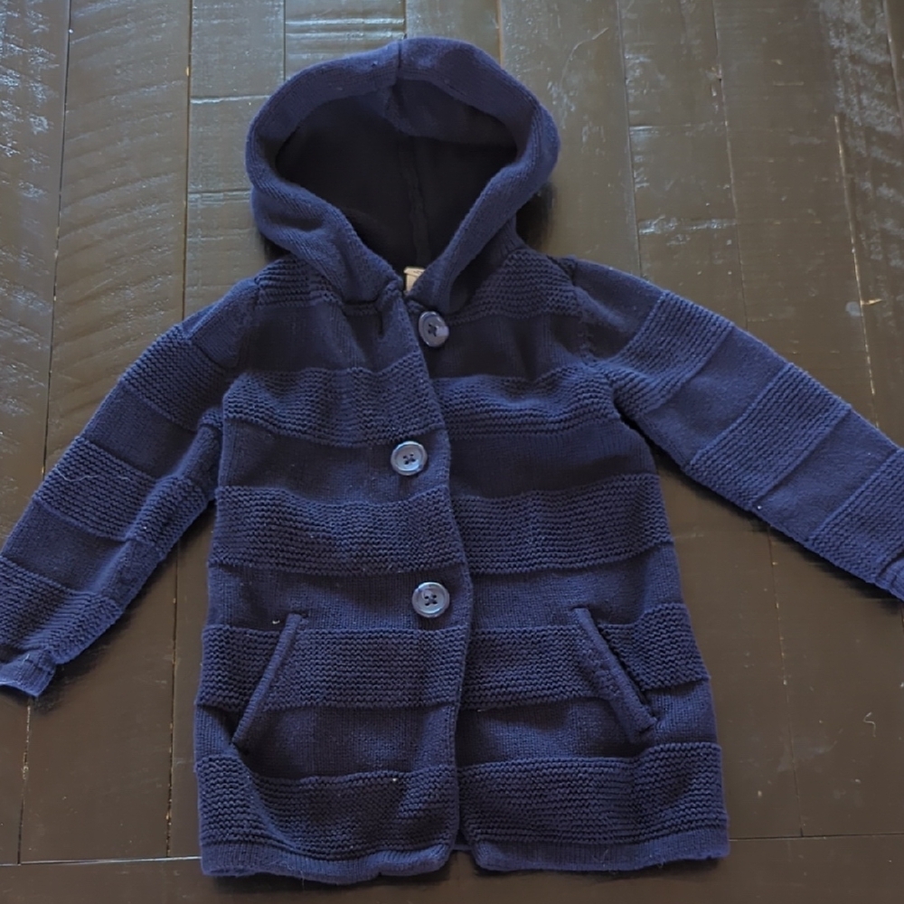 Navy Hooded Knit Jacket Cardigan